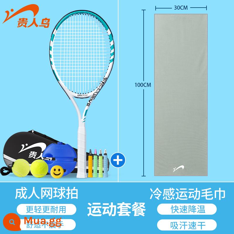 Huấn luyện vợt tennis Noble Bird đơn với dòng phục hồi sinh viên đại học người mới bắt đầu bộ quần vợt chuyên nghiệp trẻ em - [Bộ đồ thể thao] Đơn màu xanh than trắng + khăn thể thao