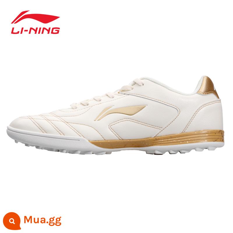 Giày đá bóng Li Ning nam đinh gãy người lớn trẻ em giày tập bóng đá nam nữ học sinh tiểu học thanh niên tf sneakers - Tiêu chuẩn trắng/vàng cũ