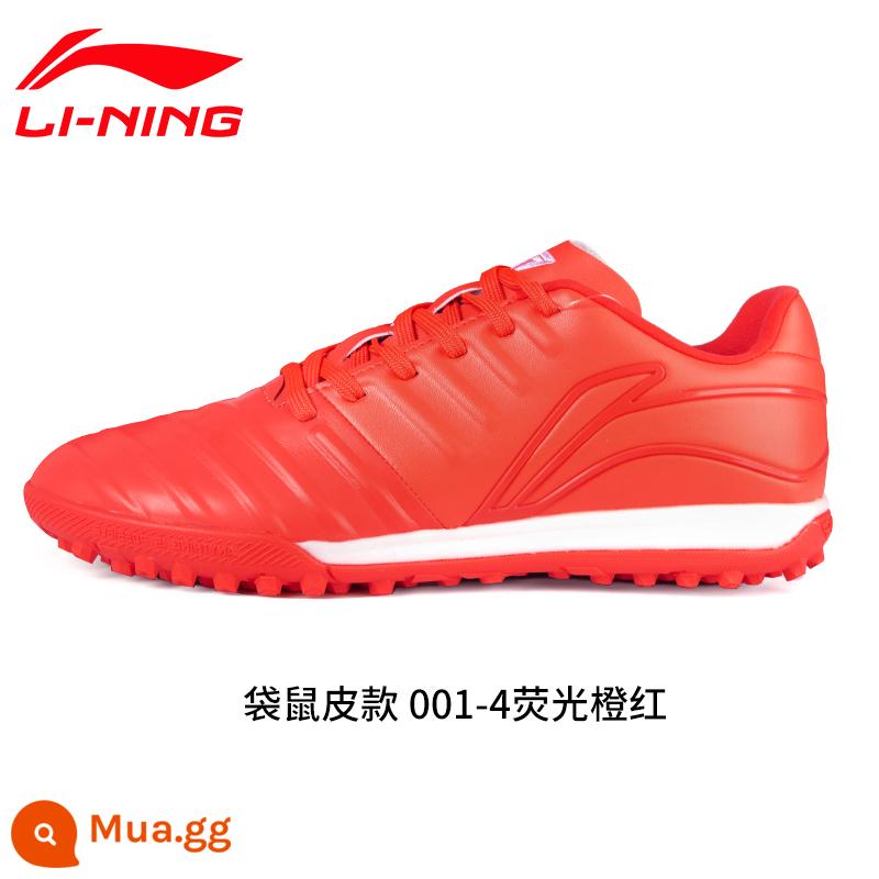 Chính hãng Li Ning trẻ em người lớn giày đá bóng nam nữ tiểu học bé trai đinh gãy giày TF training chân da cỏ nhân tạo - Huỳnh quang đỏ/trắng