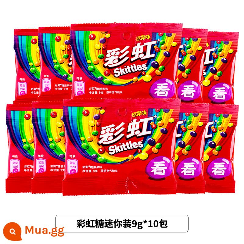 Foodie Niuniu Food Rainbow Candy Juice Sugar Chua 30 gói Hồi tưởng tuổi thơ Đường ăn vặt cổ điển - Gói nhỏ Skittles 9g*10 gói hương vị ngẫu nhiên