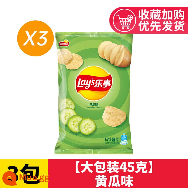 Khoai tây chiên Lay's Nguyên quả Dưa chuột ngoại cỡ FCL Leisure Zero Food Phồng Gói quà Snack Hàng Tết Nhóm Mua sỉ - 4 gói [gói lớn 45g] vị dưa leo