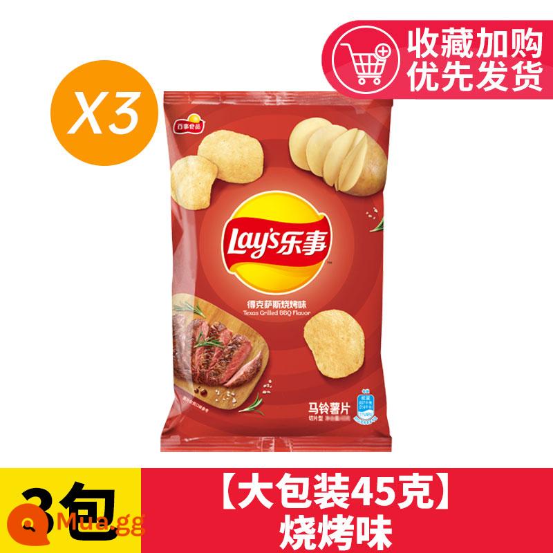 Khoai tây chiên Lay's Nguyên quả Dưa chuột ngoại cỡ FCL Leisure Zero Food Phồng Gói quà Snack Hàng Tết Nhóm Mua sỉ - 4 gói [gói lớn 45g] hương vị BBQ