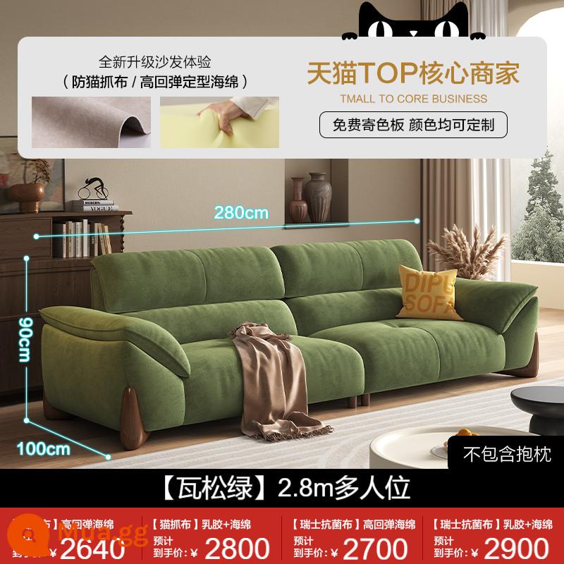 Dipu Ý tối giản hiện đại phòng khách căn hộ nhỏ ánh sáng công nghệ sang trọng sofa vải Internet người nổi tiếng sofa vải xước thẳng - [Wasong Green] Ghế đa năng 2,8m