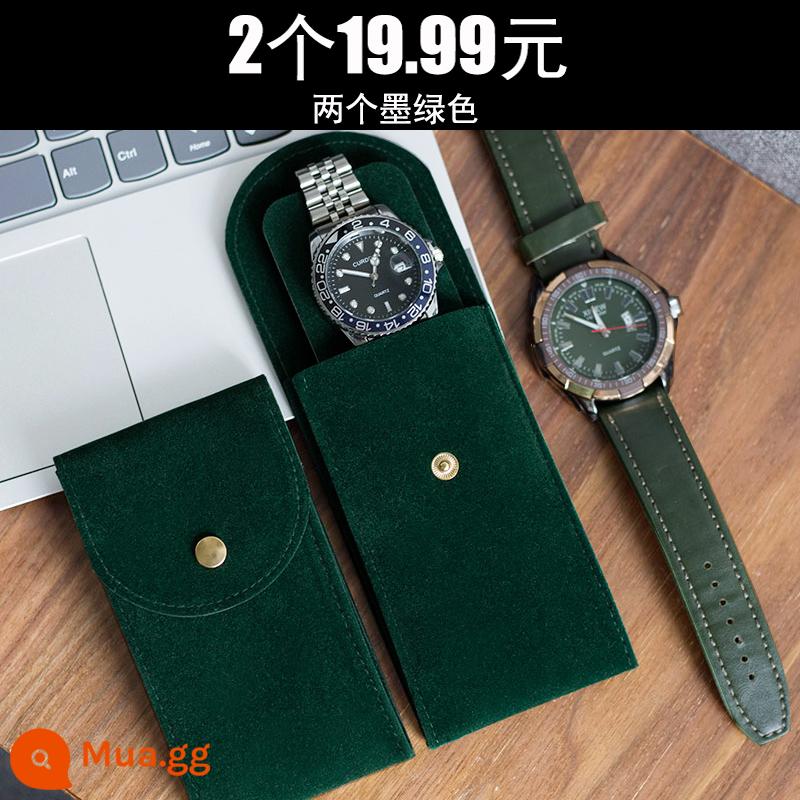 Green ghost watch storage bag portable watch bag travel watch bag protection bag nhung hộp đồng hồ single storage box - Hai màu xanh đậm