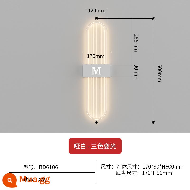 Đèn tường lưới ánh sáng đỏ sang trọng cao cấp sofa TV nền tường đèn trang trí hiện đại tối giản dải đèn led cạnh giường ngủ - Đầu tròn màu trắng mờ [60CM] ba màu