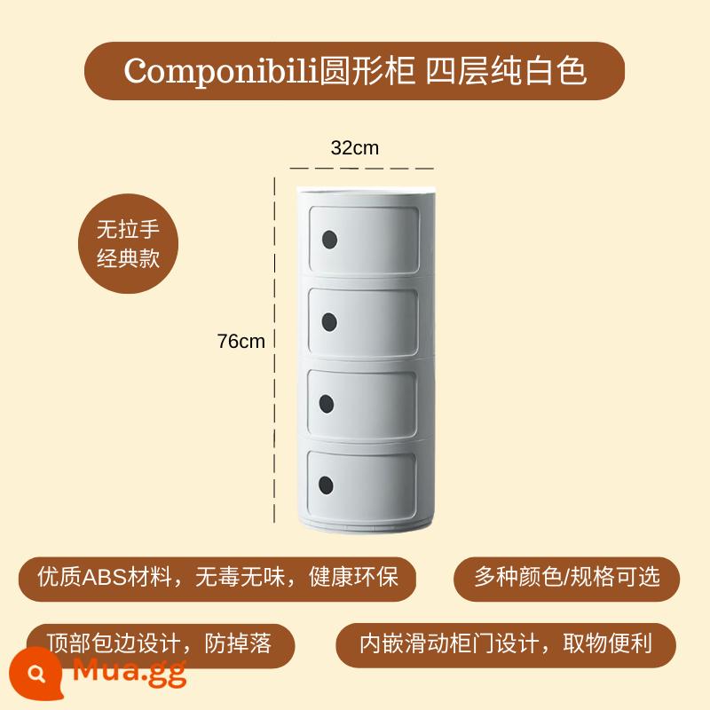 Kem phong cách phòng ngủ tủ tròn trẻ em nhỏ hiện đại đơn giản đầu giường hẹp bên kệ mini sáng tạo - Trắng tinh khiết [bốn lớp]