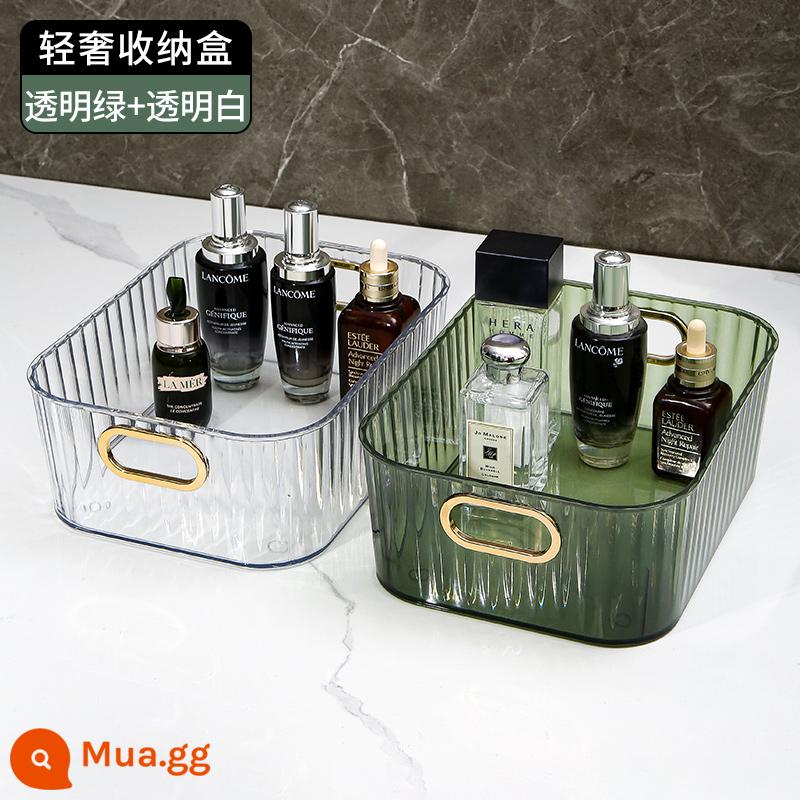 Máy Tính Để Bàn Hộp Bảo Quản Trong Suốt Mặt Nạ Mỹ Phẩm Hoàn Thiện Hộp Acrylic Giỏ Đựng Đồ Ăn Gia Đình Nhà Bếp Đồ Lặt Vặt Hộp Bảo Quản - Hai gói tiết kiệm chi phí hơn [xanh trong suốt + trắng trong suốt]