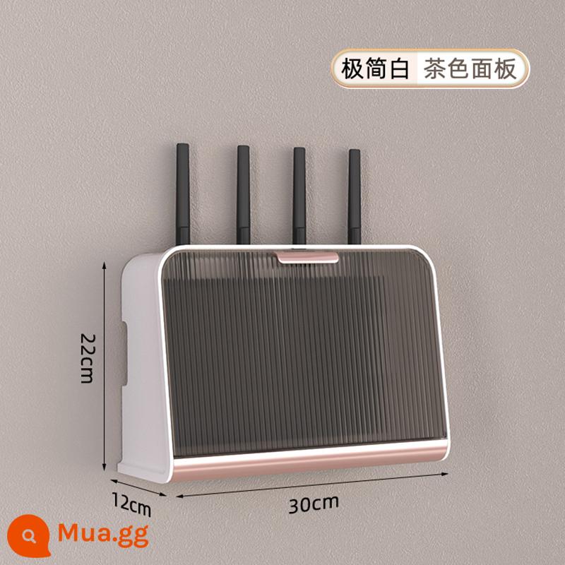 Router Hộp Bảo Quản Treo Tường Wifi Đèn Mèo Kệ Giá Rẻ Dây Hộp Dây Nối Dài Hoàn Thiện Hiện Vật - [Hộp đựng bộ định tuyến treo tường] Bảng màu trắng/nâu tối giản