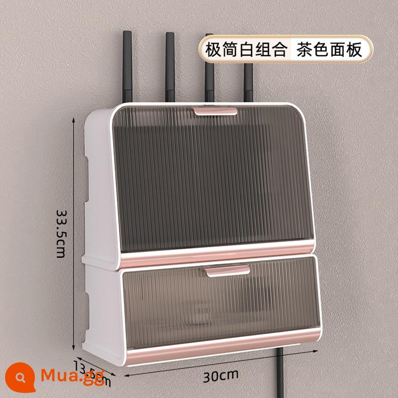 Router Hộp Bảo Quản Treo Tường Wifi Đèn Mèo Kệ Giá Rẻ Dây Hộp Dây Nối Dài Hoàn Thiện Hiện Vật - ❤[Kết hợp bộ hai món sẽ tiết kiệm chi phí hơn] Bảng màu trắng/nâu tối giản