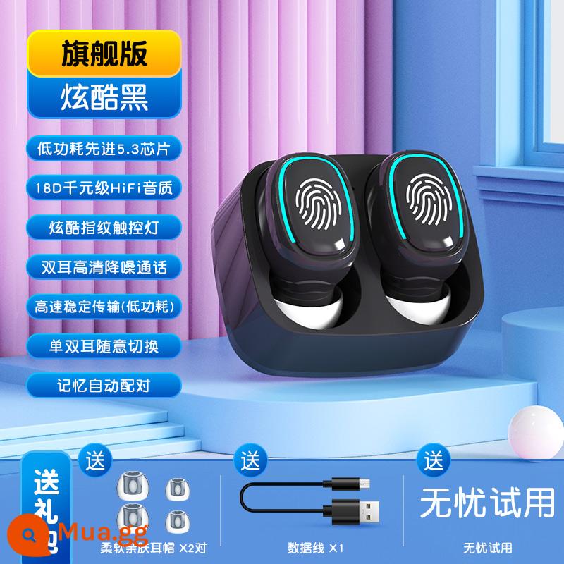 Tai nghe Bluetooth mini không dây nhét tai giảm tiếng ồn chất lượng cao mới cho Apple vivo Xiaomi oppo Huawei - [Phiên bản cuối cùng] Cool Black (chip tiêu thụ điện năng thấp 5,3★18D chất lượng âm thanh nghìn nhân dân tệ★Cuộc gọi giảm tiếng ồn HD★chuyển đổi giữa tai đơn và tai đôi theo ý muốn)