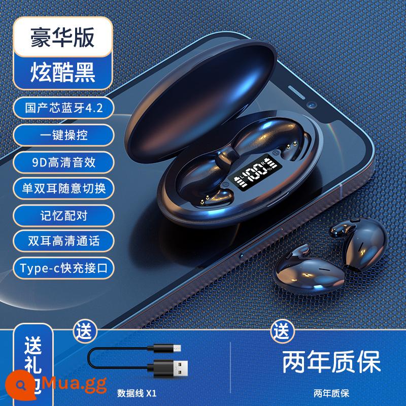 Tai nghe bluetooth ngủ cao cấp dẫn xương true wireless giảm ồn không vào tai siêu mỏng đeo lâu không đau pin siêu dài nam - Màu đen mát mẻ·Phiên bản cao cấp [Không bị mòn không khí.Âm thanh nổi vòmStereoGiảm tiếng ồn thông minh]