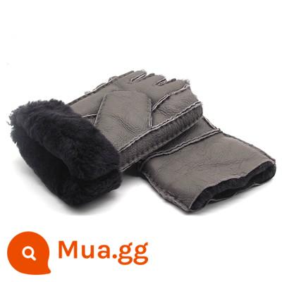 Furmop Half -Finger Găng tay mùa đông lạnh -Proof Warm Wear Semi -Writed Writing Bàn phím Chạm cảm ứng màn hình cảm ứng Dew Finger Không có ngón tay - Len da cừu xám đậm nữ nửa ngón