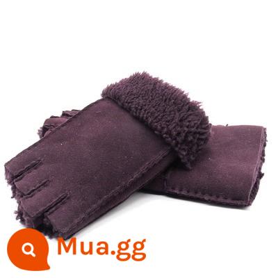 Furmop Half -Finger Găng tay mùa đông lạnh -Proof Warm Wear Semi -Writed Writing Bàn phím Chạm cảm ứng màn hình cảm ứng Dew Finger Không có ngón tay - Len da cừu màu tím nửa ngón tay nữ