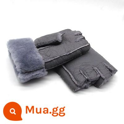 Furmop Half -Finger Găng tay mùa đông lạnh -Proof Warm Wear Semi -Writed Writing Bàn phím Chạm cảm ứng màn hình cảm ứng Dew Finger Không có ngón tay - Len nữ bằng da cừu màu xám vonfram