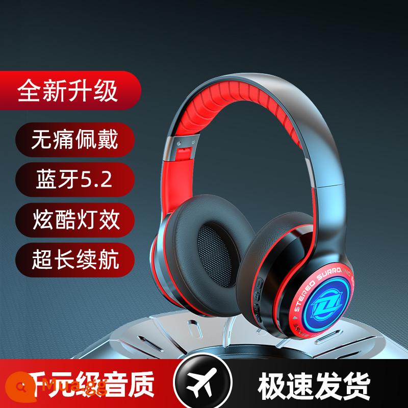 Tai nghe bluetooth thể thao điện tử tai nghe trò chơi gắn trên đầu có dây và không dây sử dụng kép điện thoại di động có thể gập lại ở chế độ chờ siêu dài máy tính - Màu đỏ thời thượng [Phiên bản nâng cấp] Bluetooth 5.2 Lõi mạnh + Ánh sáng chuyển màu đầy màu sắc + Bịt tai lớn thoải mái