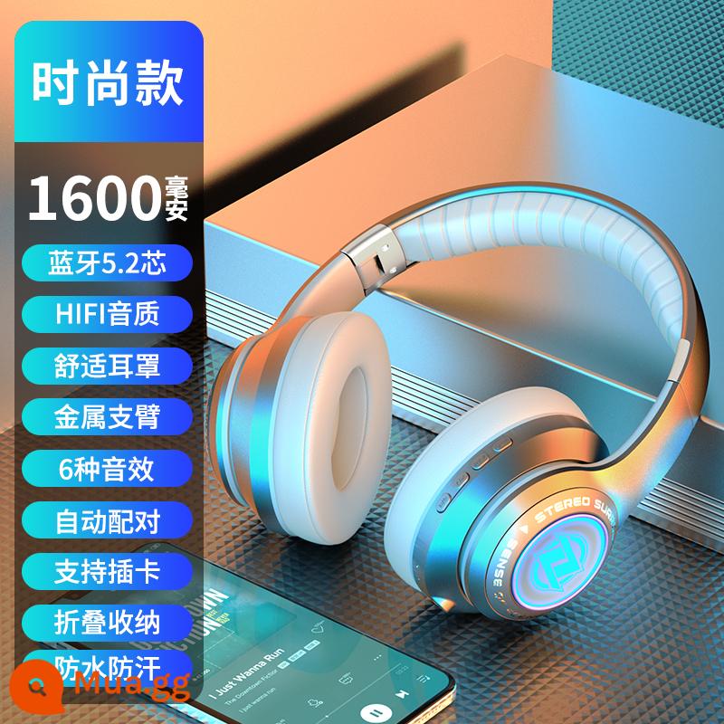 Tai nghe bluetooth không dây tai nghe chơi game phát sáng gắn trên đầu loa siêu trầm Huawei Apple Xiaomi điện thoại di động máy tính phổ thông - Bạc Sao Thời thượng [Bluetooth 5.2/Ánh sáng nhiều màu sắc/Ba chế độ]