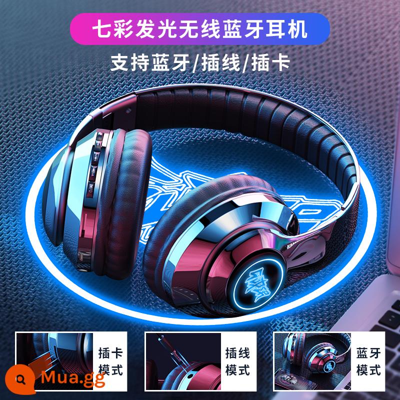 Tai nghe bluetooth không dây tai nghe chơi game phát sáng gắn trên đầu loa siêu trầm Huawei Apple Xiaomi điện thoại di động máy tính phổ thông - Graffiti thời trang màu đen chói đầy màu sắc/ba chế độ