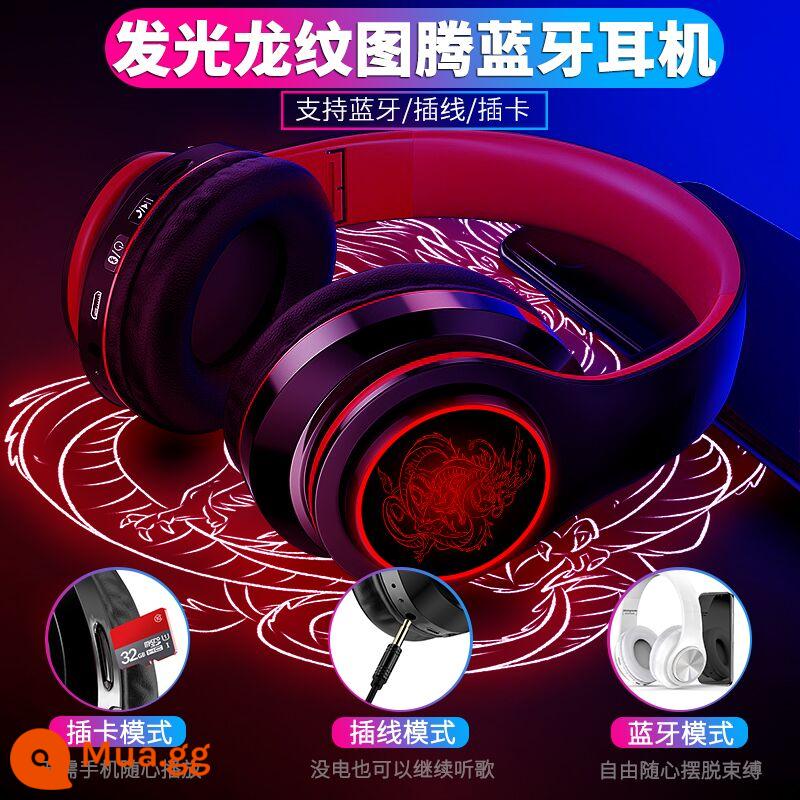 Tai nghe bluetooth không dây tai nghe chơi game phát sáng gắn trên đầu loa siêu trầm Huawei Apple Xiaomi điện thoại di động máy tính phổ thông - Dragon King Totem mô hình rồng đen và đỏ phát sáng/ba chế độ