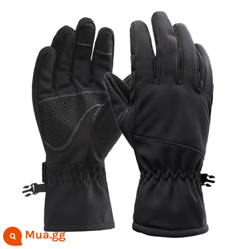 Găng tay trượt tuyết Cross -border Mùa đông Đàn ông Thể thao ngoài trời Đạp xe Waterproof chống Waterproof Waterproof và Velvet Touch Màn hình cảm ứng - đen