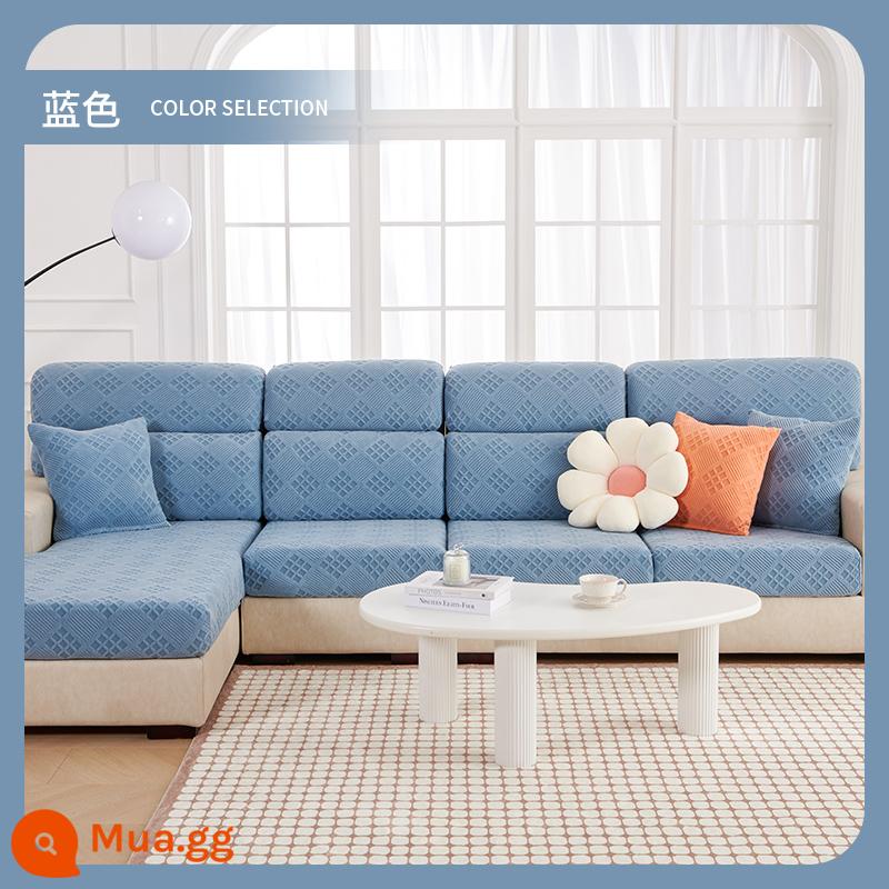 Bọc Ghế Sofa Tất Cả Bao Gồm Đa Năng Chống Trơn Trượt Thun Ghế Sofa Mùa Đông Sang Trọng Đệm Ba Ngồi Một Người Lắm miếng Lót Da - Kẻ sọc xanh