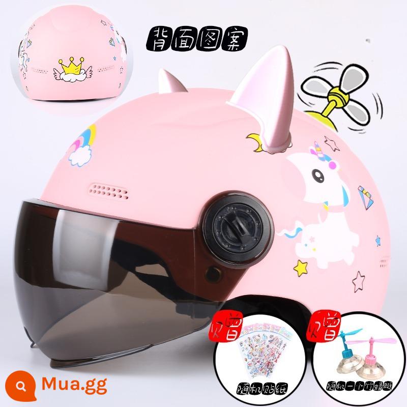 Mũ cứng trẻ em ô tô điện bé trai bé gái 1-6-12 tuổi hai 3 ba 5 bé Altman 7 bốn mùa - Trà Pink Unicorn-W + Tai Hồng Thích hợp cho bé 2-14 tuổi