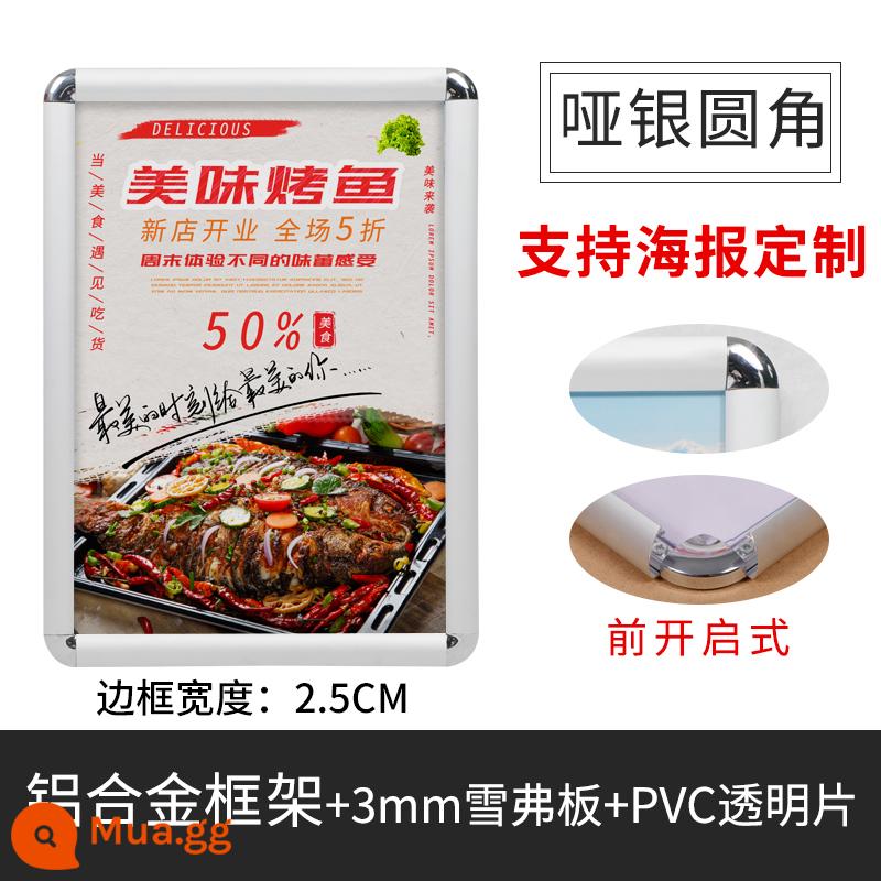 Khung ảnh khung ảnh hợp kim nhôm treo tường giấy chứng nhận a3 khung bên acrylic khung hiển thị thang máy khung áp phích quảng cáo - Các góc bo tròn màu bạc mờ