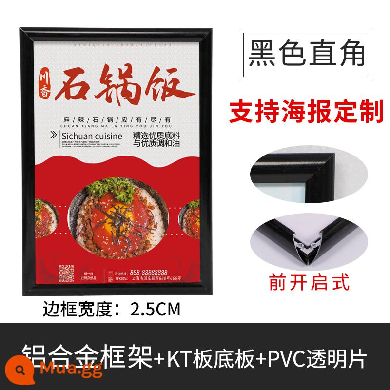 Khung ảnh khung ảnh hợp kim nhôm treo tường giấy chứng nhận a3 khung bên acrylic khung hiển thị thang máy khung áp phích quảng cáo - góc phải màu đen