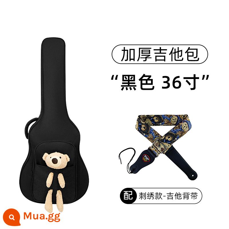 Túi Đựng Đàn Guitar 41 Inch 40 Inch Dân Gian Đàn Guitar Bao Túi Đa Năng 36 Dày Ba Lô Đàn Guitar Túi Bảo Vệ Đàn Piano - Túi đựng đàn ghita gấu + đen bí ẩn 36 inch