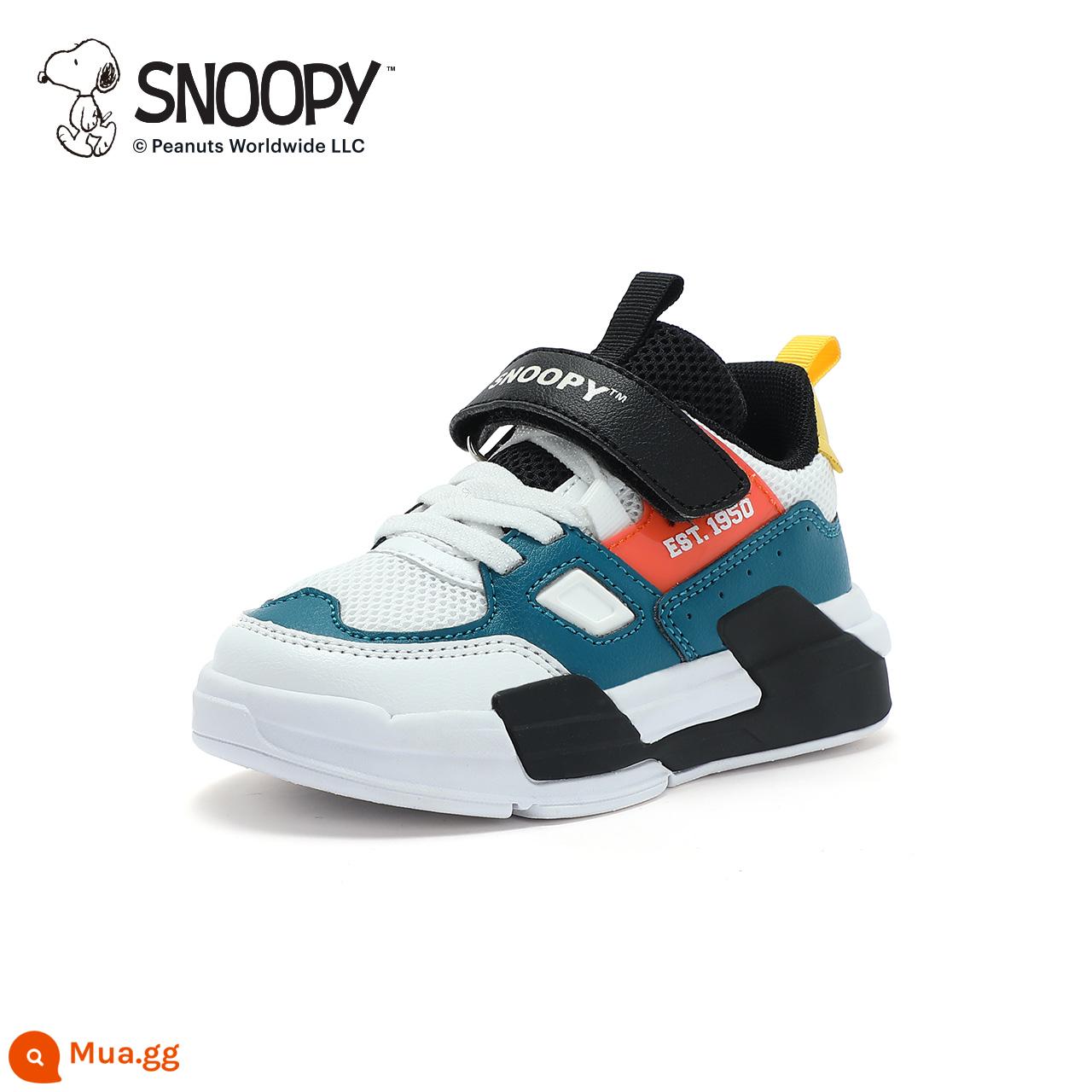 Snoopy Giày Trẻ Em Bé Trai Giày Sneaker Thu Đông 2022 Mới Lưới Velcro Giày Bé Hợp Thời Trang Thương Hiệu - gạo/xanh đậm