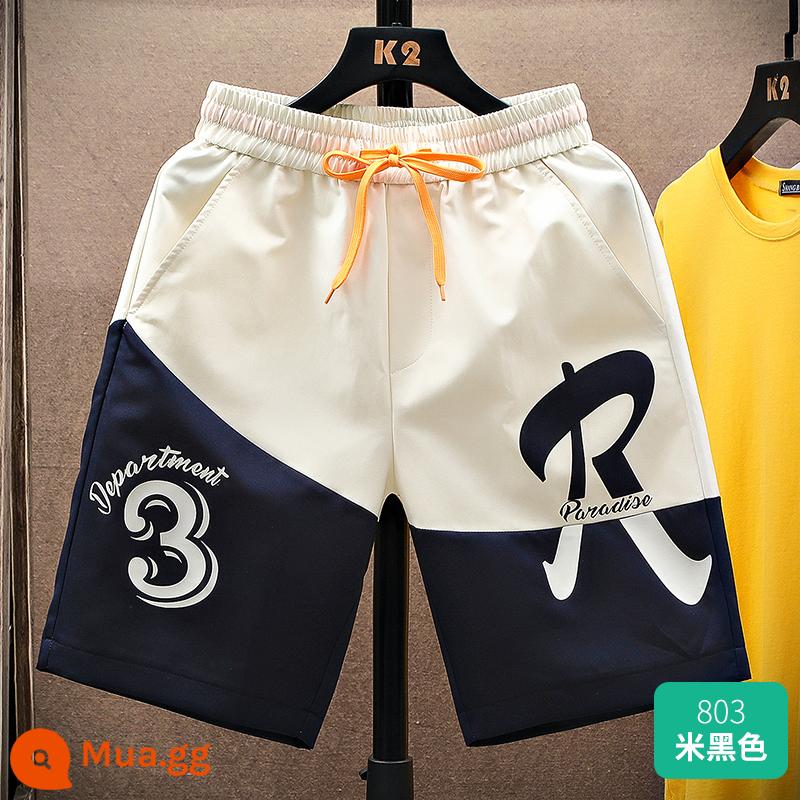 Quần short nam mùa hè mỏng phần quần short nam thường ngày khô nhanh giải trí lưới màu đỏ hợp thời trang thương hiệu quần thể thao áo khoác ngoài quần năm điểm nam - 803 mét đen