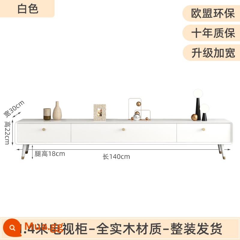 Tủ tivi gỗ nguyên khối kết hợp bàn cà phê đơn giản hiện đại căn hộ nhỏ phòng khách tủ tivi phòng ngủ tủ sàn siêu hẹp - [Mẫu đứng sàn] Tủ TV 1,4 mét màu trắng [nâng cấp để nâng cao và mở rộng]