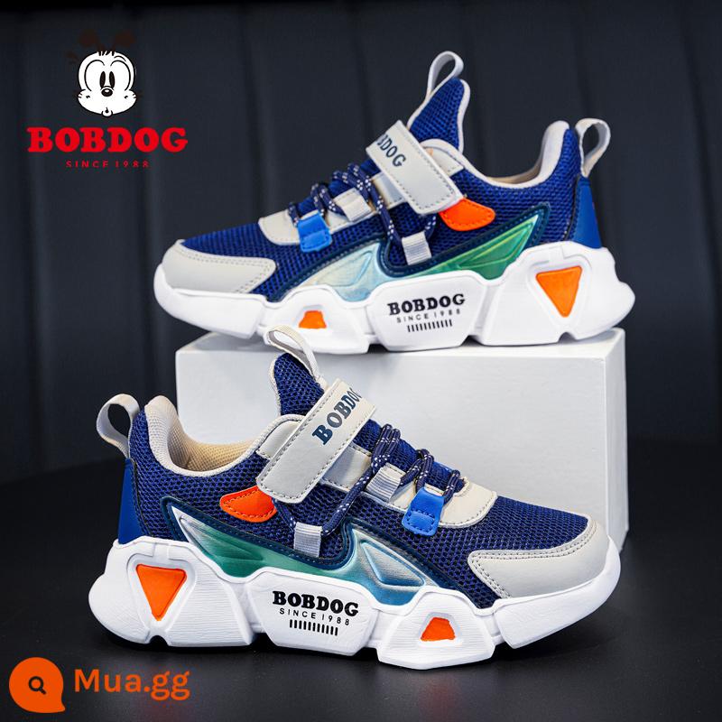 Giày Trẻ Em Bob Dou Giày Sneaker Bé Trai Xuân Thu 2022 Giày Bố Trẻ Em Mới Giày Chạy Bộ Thoáng Khí Cho Bé Trai - 6009 Xanh Đậm [Mạng Đôi]