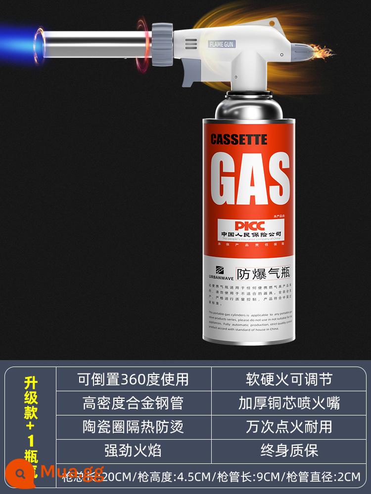 Súng Spitfire hộ gia đình băng cassette bình gas súng phun gas đánh lửa nướng heo bị cháy tóc đèn xịt di động đầu súng phun - Model nâng cấp chất lượng + 1 bình gas nhập khẩu - có thể đảo ngược/điều chỉnh hỏa lực/nòng dài ra