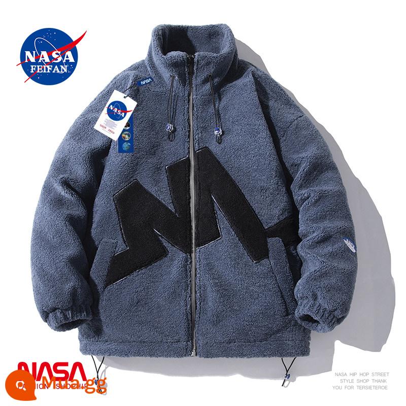 NASA chung Lamb Cashmere County Jacket Winter Plus Velvet Đổ dày Cotton Jacket Loose Tide Tide Tide - FX-8865 màu xanh