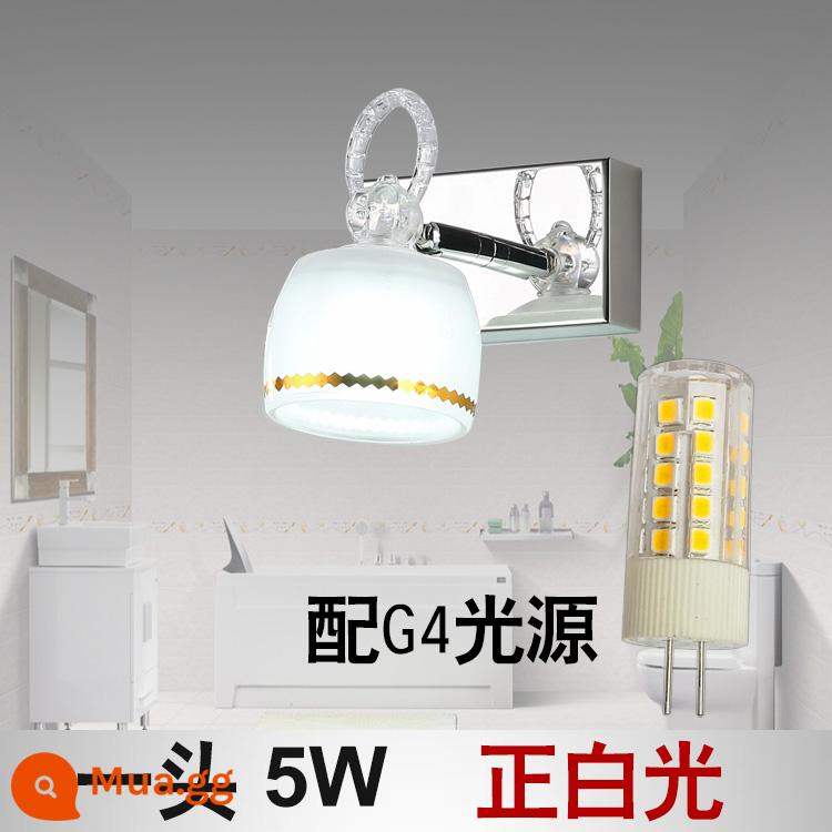 Gương chiếu sáng phía trước phòng bột LED miễn phí đấm thay đồ tối giản hiện đại tiết kiệm năng lượng phòng tắm chống sương mù 2/3/4 đầu đèn chống gỉ - Một đèn trắng dương 5W