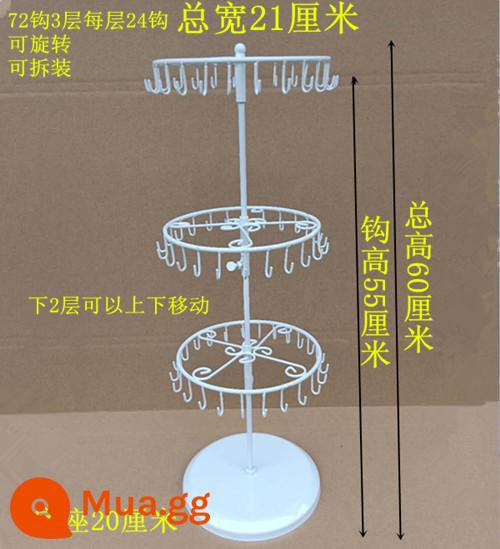 Máy Tính Để Bàn Xoay Nhiều Lớp Nhỏ Charm Điện Thoại Di Động Vỏ Bảo Vệ Tóc Vòng Tai Móc Chìa Khóa Vòng Tay Vòng Cổ Màn Hình Kệ Treo - 72 móc 3 lớp 60 cm màu trắng có thể điều chỉnh