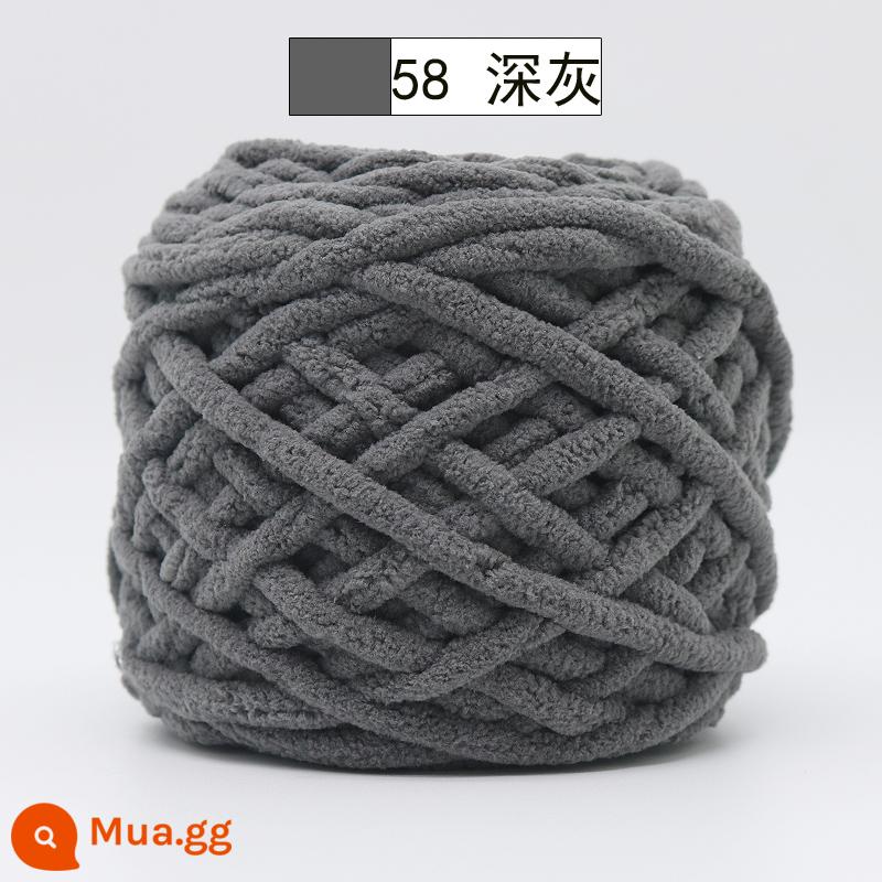 Băng dòng len dày handmade DIY dệt kim khăn len bóng móc móc dép sợi mềm tự dệt len ​​bóng - Xám đậm 58 xám đậm