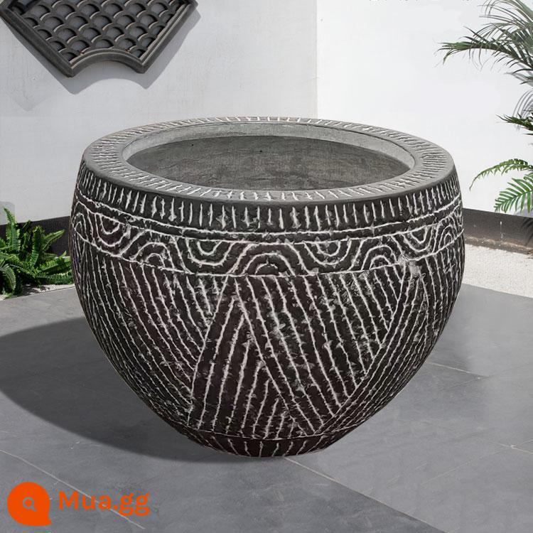 Đá tự nhiên chạm khắc bể cá màu xanh lá cây Đá cổ Tank Courtor Courtyard Pot Potting Stone Stough Fish Tank Tank Tank Stone Stone trang trí - [Ưu đãi đặc biệt] Đường kính 60cm cao 50cm