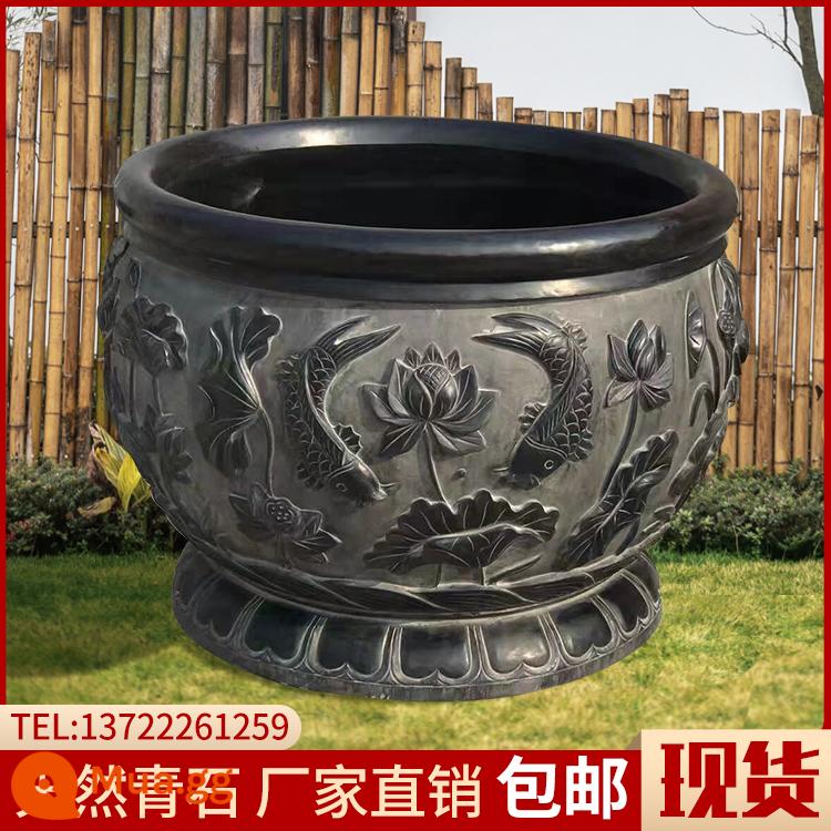 Đá tự nhiên chạm khắc bể cá màu xanh lá cây Đá cổ Tank Courtor Courtyard Pot Potting Stone Stough Fish Tank Tank Tank Stone Stone trang trí - Model B [model khuyên dùng] đường kính 80cm, cao 60cm