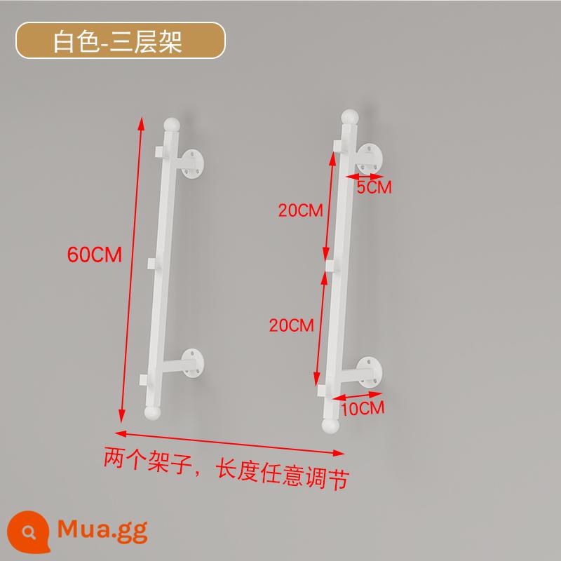 Giá trưng bày cờ hiệu treo tường móc áo nhiều lớp bệnh viện trường học kệ lưu trữ quảng cáo cờ đuôi nheo kệ lưu trữ đặc biệt - Cặp 3 lớp màu trắng ngọc trai cao 60 cm, miễn phí vít và miếng dán không cần đinh