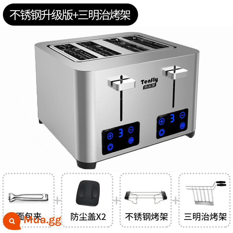 Máy nướng bánh mì gia đình bằng thép không gỉ Tenfly Tianmeijia máy nướng bánh mì thương mại khách sạn 4 lát bánh mì nướng bánh sandwich ăn sáng - Phiên bản nâng cấp màn hình cảm ứng + nướng bánh sandwich