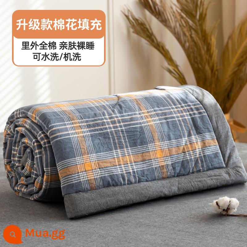 100% cotton bên trong và bên ngoài chăn mùa hè chăn điều hòa mùa hè chăn mát cotton nguyên chất đôi đơn có thể giặt bằng máy mùa hè lõi chăn mỏng - Lưới màu cam xám [100% cotton bên trong và bên ngoài, mềm mại và thân thiện với da]