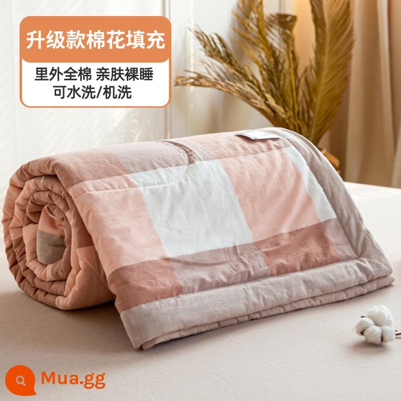 100% cotton bên trong và bên ngoài chăn mùa hè chăn điều hòa mùa hè chăn mát cotton nguyên chất đôi đơn có thể giặt bằng máy mùa hè lõi chăn mỏng - Lưới màu hồng [100% cotton bên trong và bên ngoài, mềm mại và thân thiện với da]