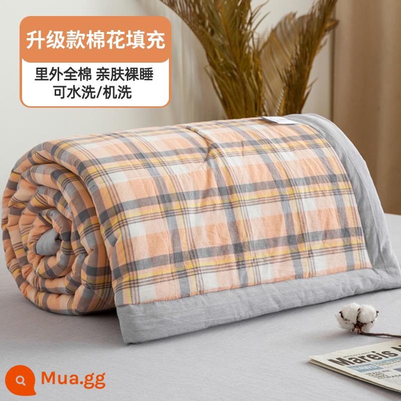 100% cotton bên trong và bên ngoài chăn mùa hè chăn điều hòa mùa hè chăn mát cotton nguyên chất đôi đơn có thể giặt bằng máy mùa hè lõi chăn mỏng - Monica Orange [100% cotton bên trong và bên ngoài, mềm mại và thân thiện với da]