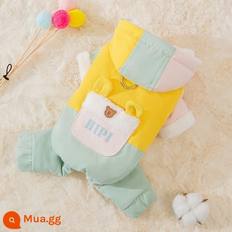 Bốn chân cotton lông con chó con quần áo mùa đông Teddy Bichon mèo Schnauzer Pomeranian chó nhỏ thú cưng mô hình mùa thu và mùa đông - nối màu vàng