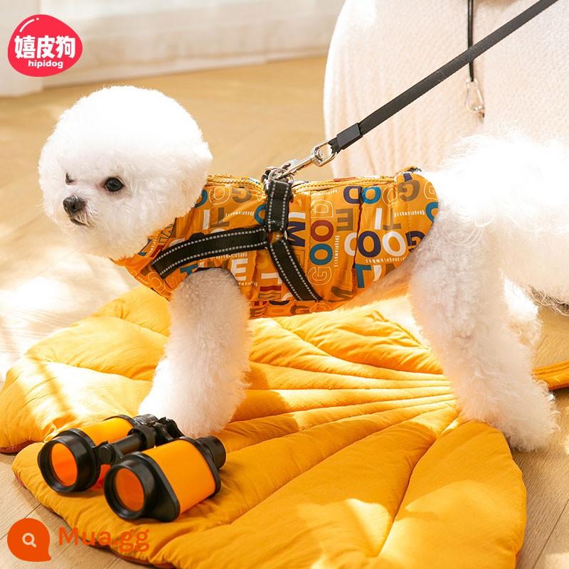 Người nổi tiếng trên mạng con chó con quần áo thu đông vest Teddy Bichon Pomeranian Schnauzer chó nhỏ thú cưng mùa đông ấm áp - Chữ màu vàng (có thể kéo được)