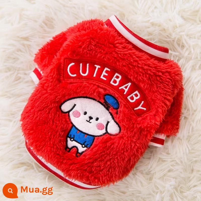 Chào đón năm con Rồng quần áo chó con Năm mới Teddy Bichon Pomeranian thú cưng nhỏ mùa thu đông Năm mới kéo lông cừu - Con chó con màu đỏ (không có dây xích)