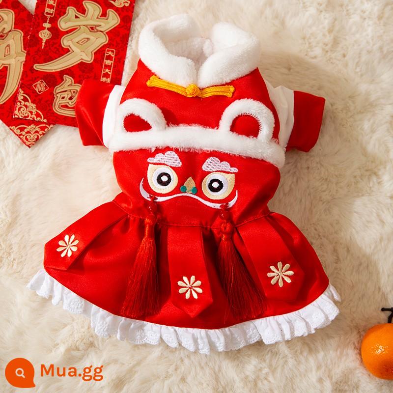 Năm mới váy cotton cún con chúc tết quần áo mùa đông Teddy Bichon Pomeranian Schnauzer chó nhỏ thú cưng mùa thu đông - váy cotton cặp đôi