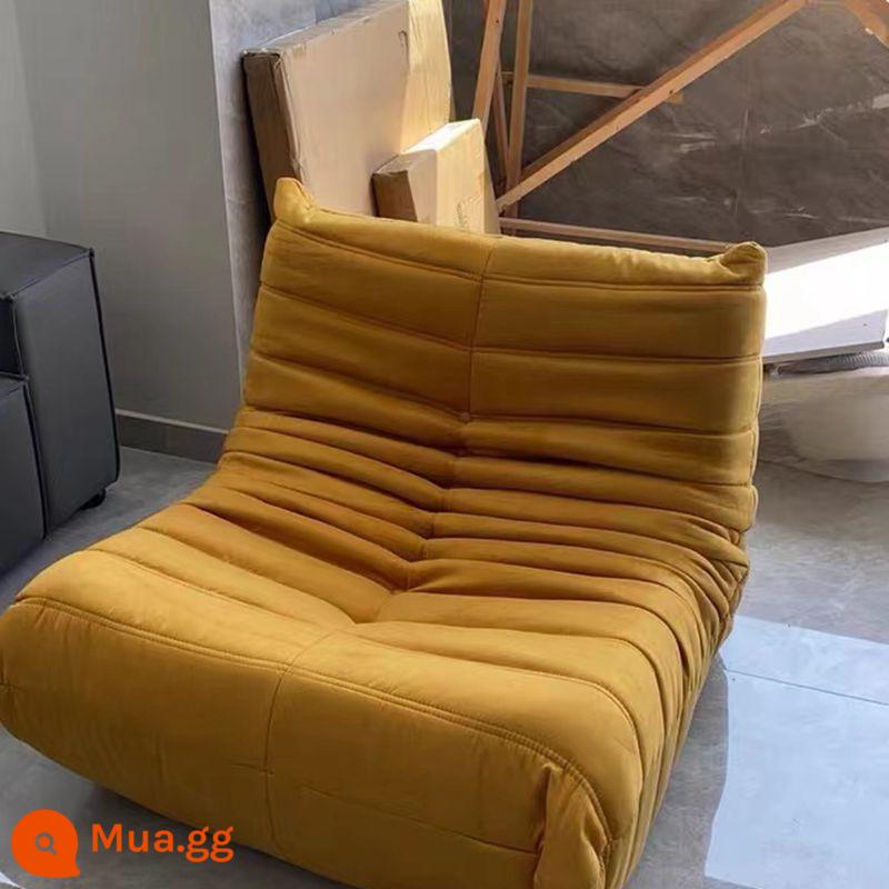 Sofa lười có thể nằm và ngủ sofa sâu bướm ban công chiếu tatami sofa phòng ngủ nhỏ sofa đơn ghế lười - Vàng chanh [da lộn nhập khẩu]