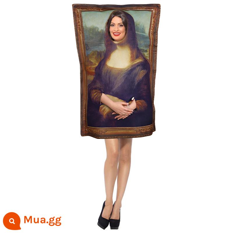 Mona Lisa cosplay giả mạo C Trang trí Halloween tranh mũ mỉm cười trình diễn trang phục búp bê trang phục áo liền quần - Bức tranh tường ngộ nghĩnh Mona Lisa (đã mở)